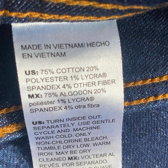 Chico's Dark Blue Denim Jeans with Floral Design & Gold Stitching - Picture 5 of 5